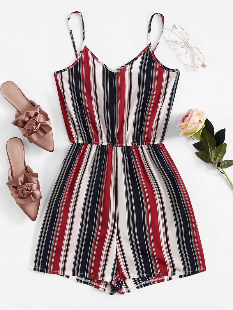 

Striped Cami Romper, Multicolor