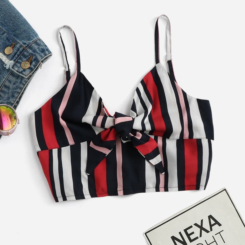 

Knot Front Striped Cami Top, Multicolor