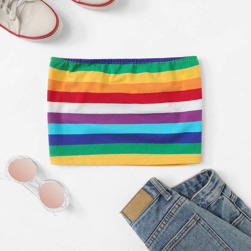 

Colorful Striped Tube Top, Multicolor