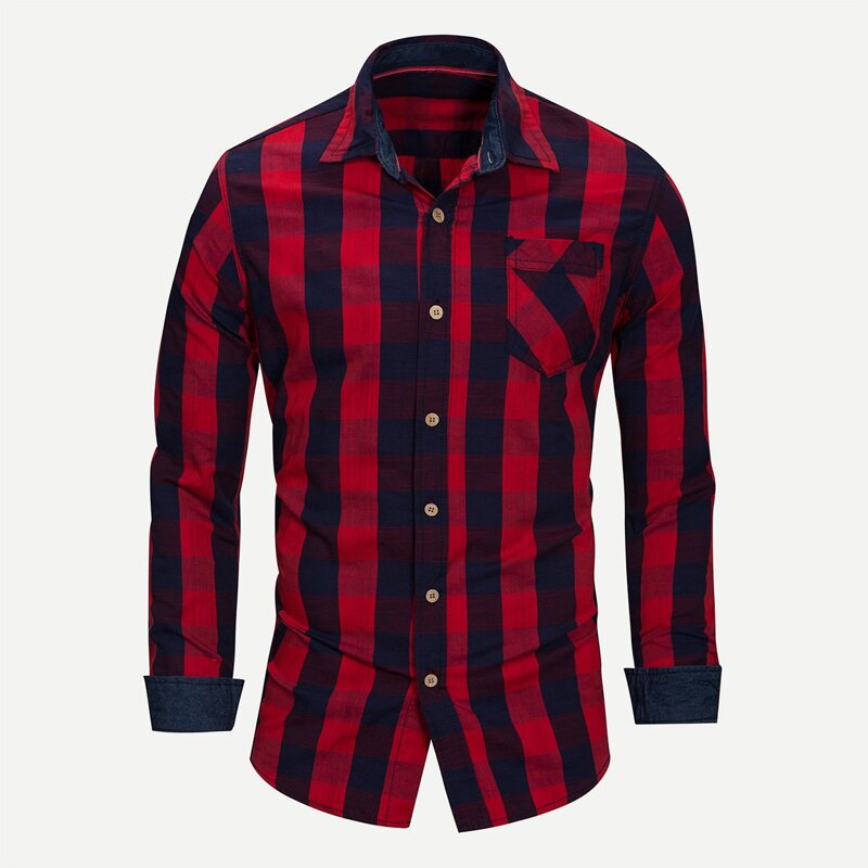 

Guys Gingham Collar Shirt, Red