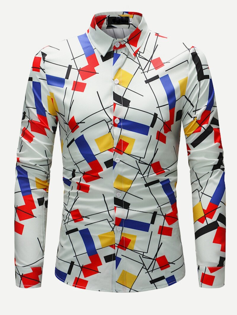 

Men Geometric Print Shirt, Multicolor