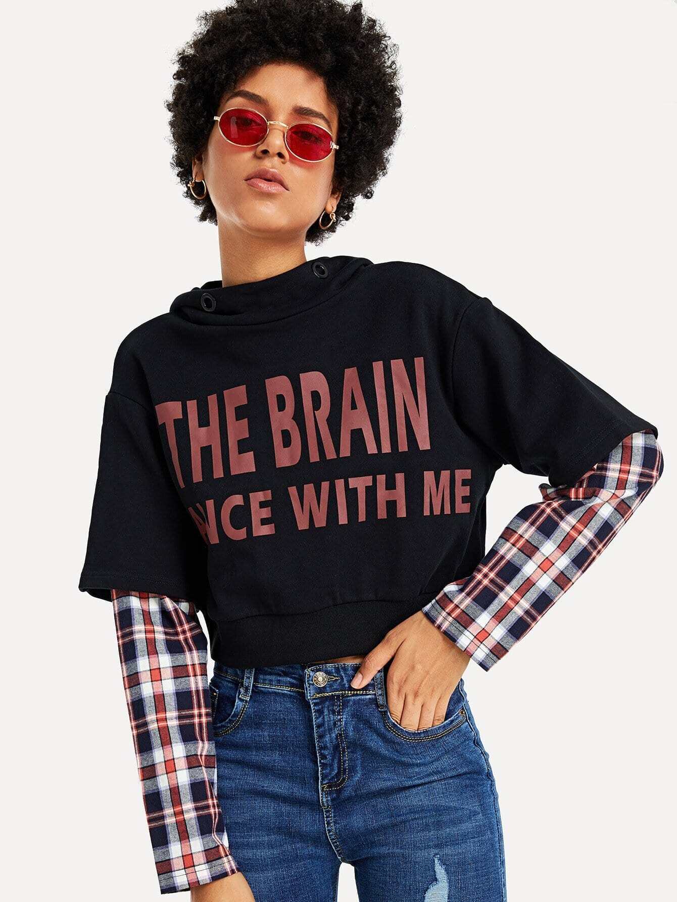 letter print hoodie sweatshirt