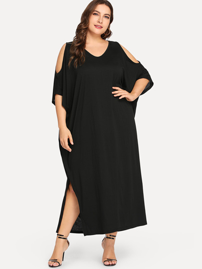 Plus Open Shoulder Split Cocoon Dress pictures