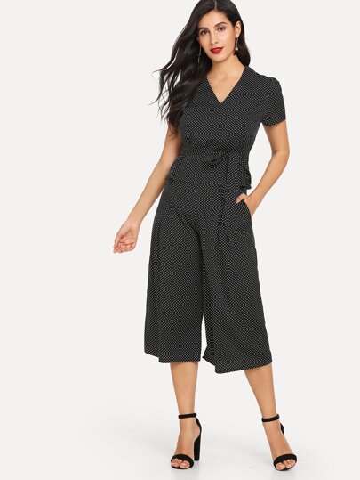 Polka Dot Tie Waist Top & Wide Leg Pants pictures