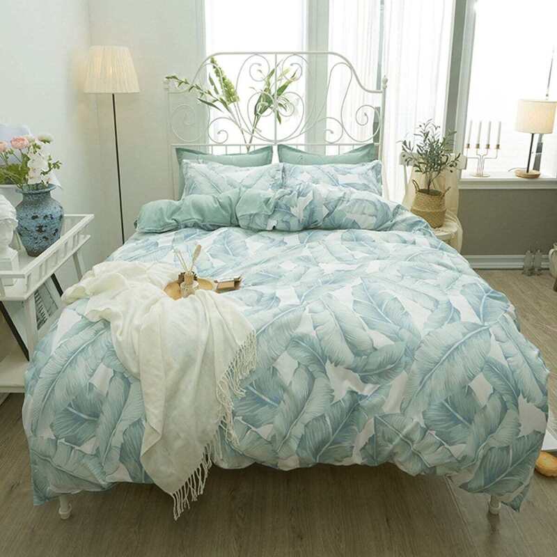 Leaf Print Sheet Set, Green