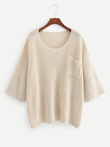 Pocket Patched Oversized Sweater