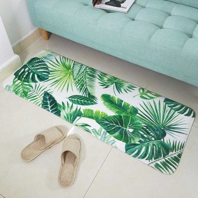 

Tropical Leaf Printed Mat, Green