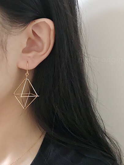 Hollow Geometric Design Drop Earrings 1pair