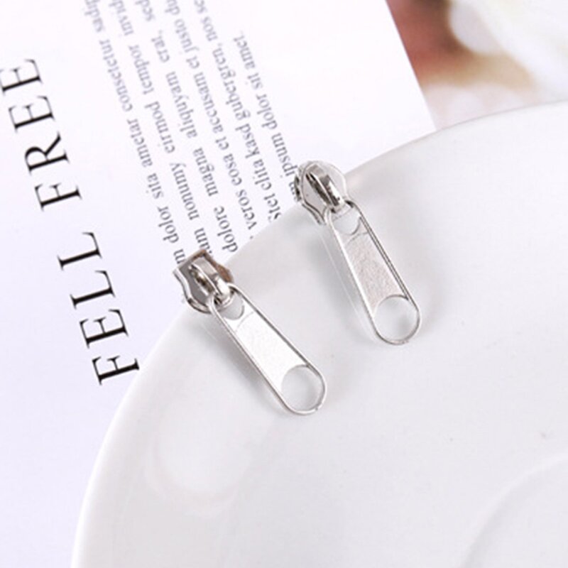 

Zipper Head Design Drop Earrings 1pair, Silver
