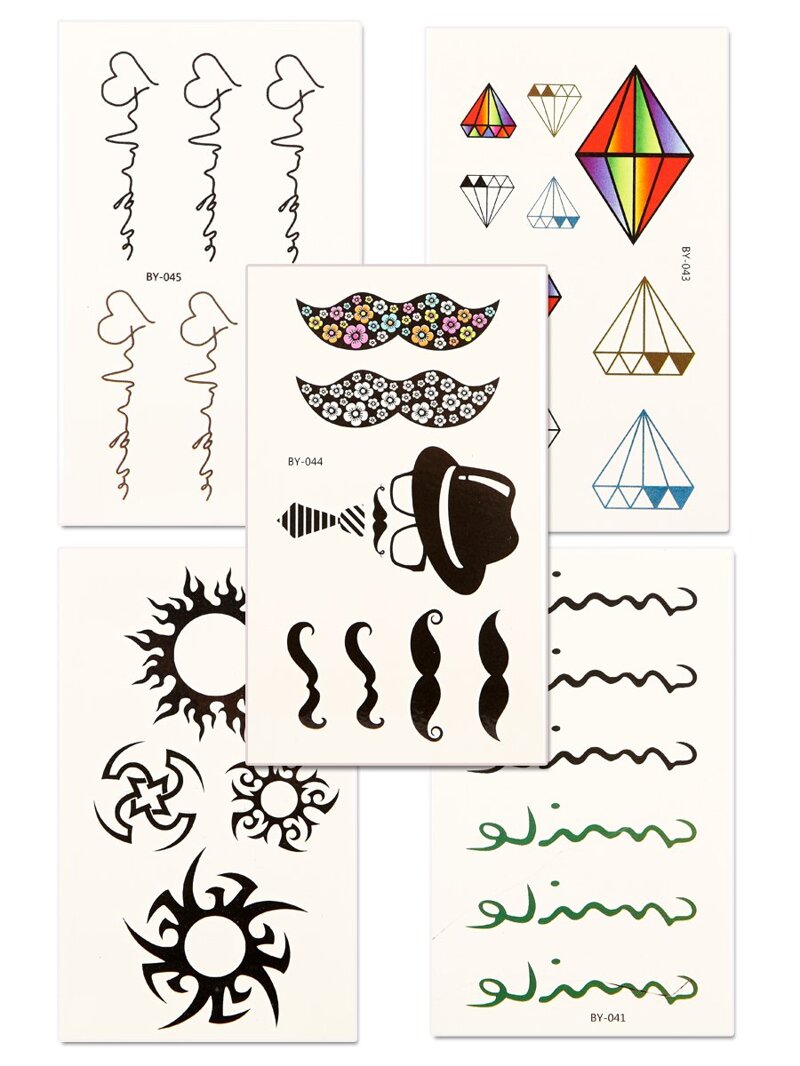 

Diamond & Totem Tattoo Sticker Set 5pcs, Black