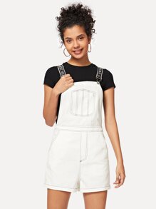 Letter Print Thick Strap Overalls Shorts