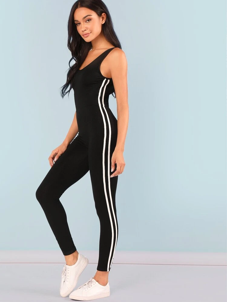 striped bodycon jumpsuit