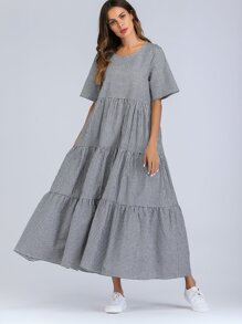 Plaid Pleated Longline Dress