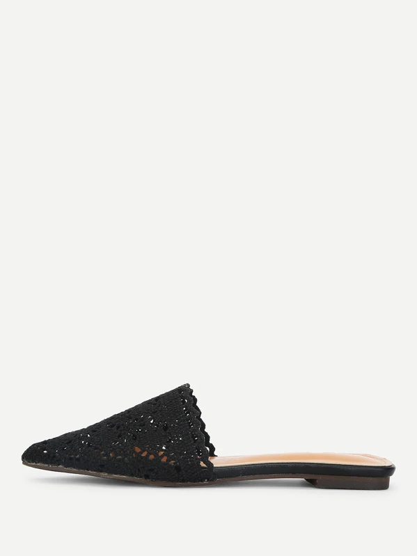 lace crochet flat mules