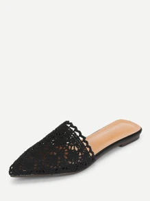 lace crochet flat mules