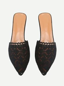 lace crochet flat mules