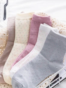 圓點圖案襪5雙 - 彩色 - 查看 3