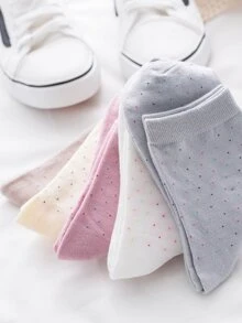 圓點圖案襪5雙 - 彩色 - 查看 1