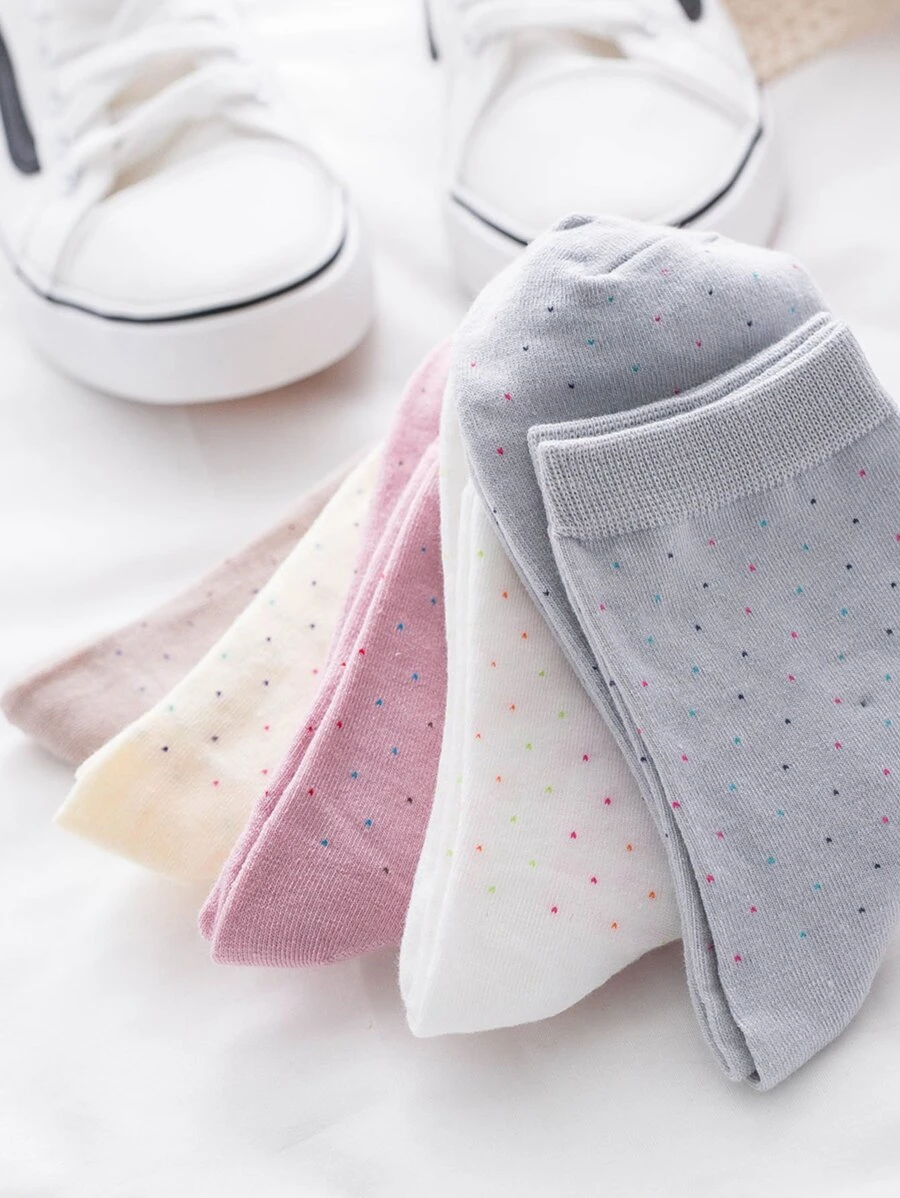 圓點圖案襪5雙 - 彩色 - 查看 1