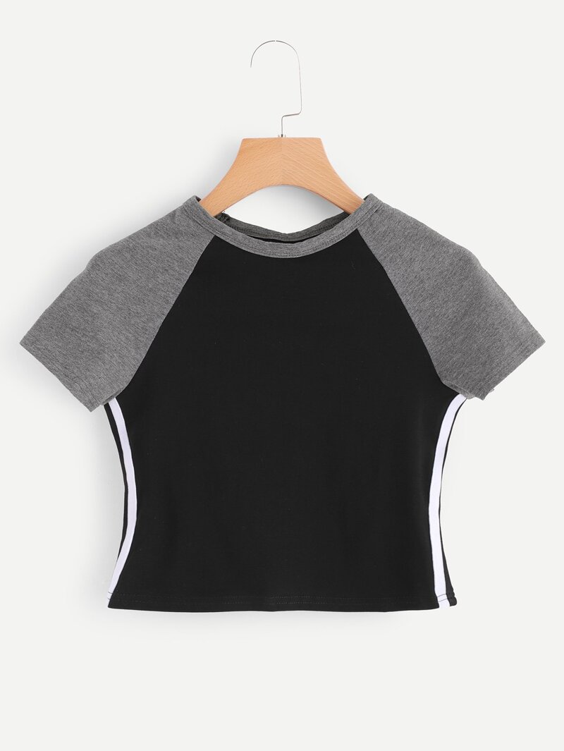 

Striped Side Colorblock Tee, Multicolor