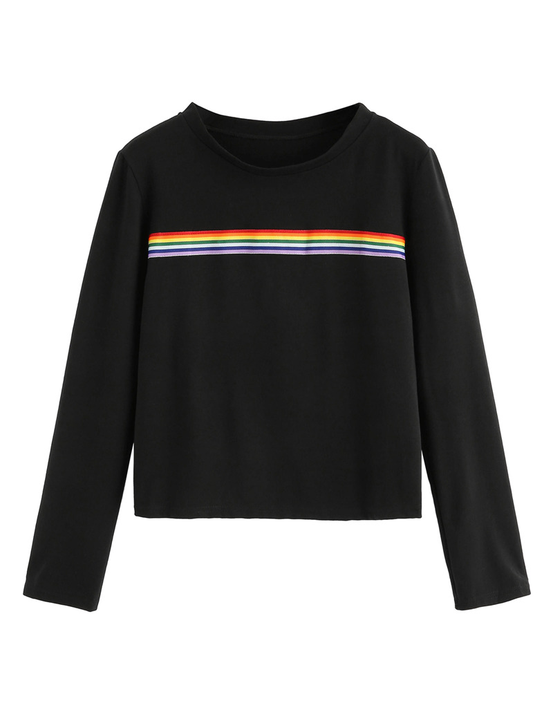 

Striped Tape Round Neck Tee, Black