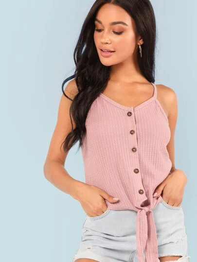 shein knot hem top