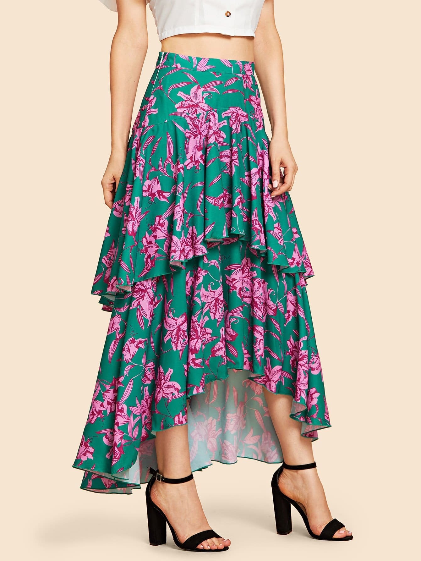 cheap layer floral print skirt for sale australia | shein