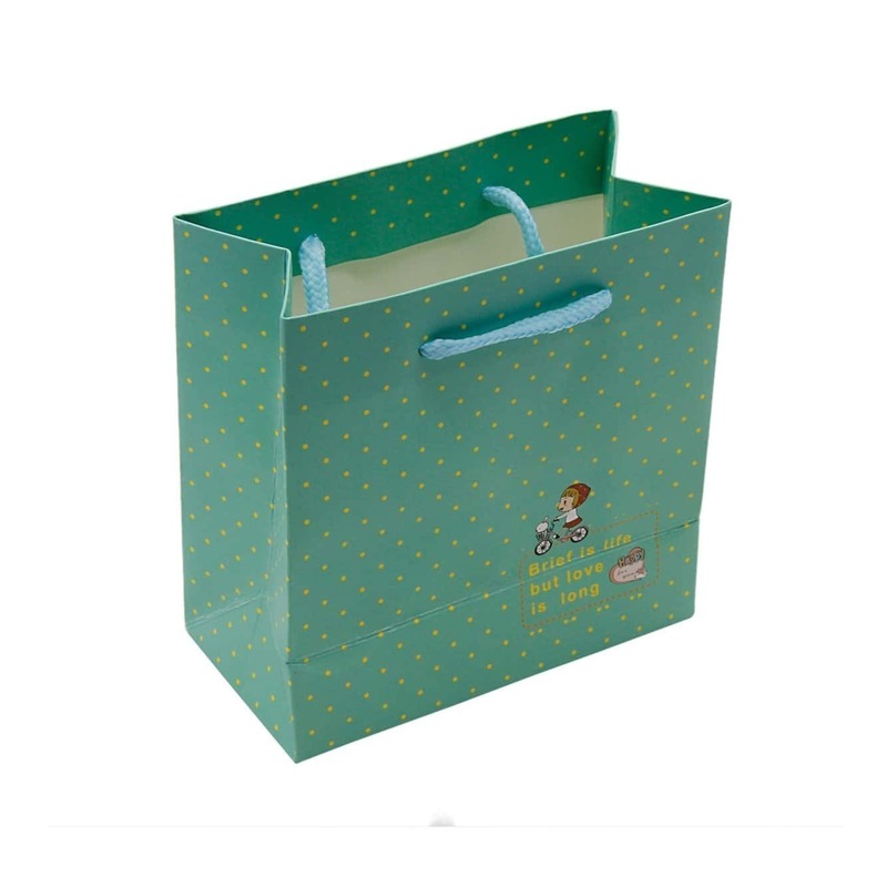 

Polka Dot Printed Medium Paper Storage Bag, Green