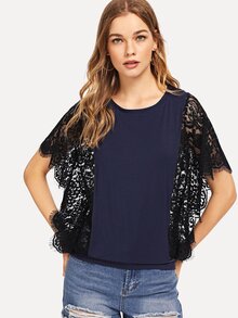 Cut And Sew Lace Panel Top