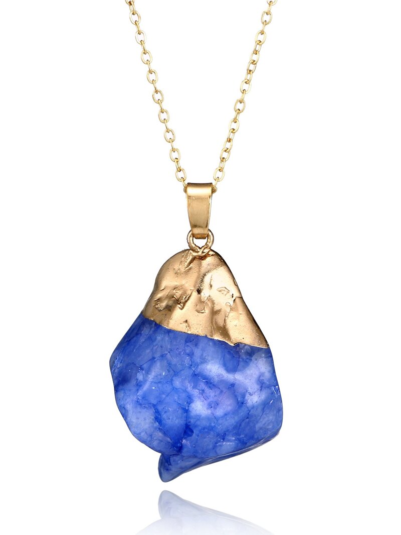 

Random Shaped Stone Pendant Necklace, Blue