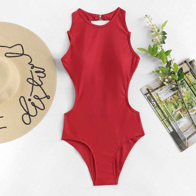 

Caged Back One Piece Swim, Red