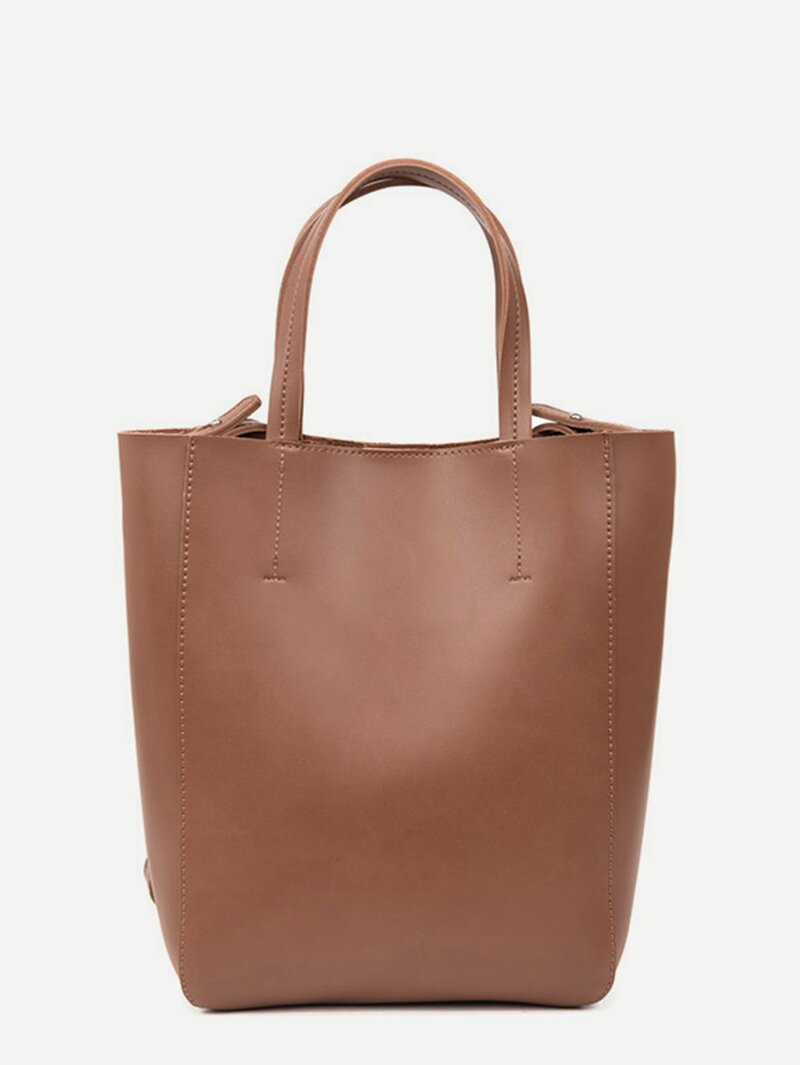 

PU Tote Bag With Single Strap, Brown