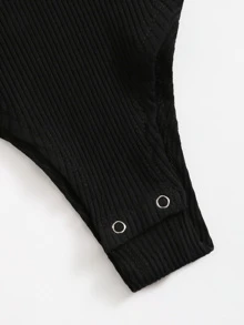SHEIN Unity Solid Ring Detail Bodysuit - Black - View 4
