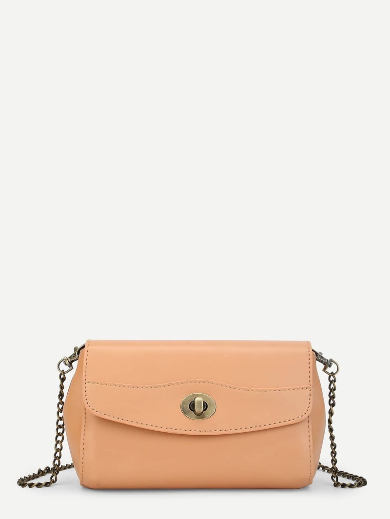 

Flap Chain PU Crossbody Bag, Orange