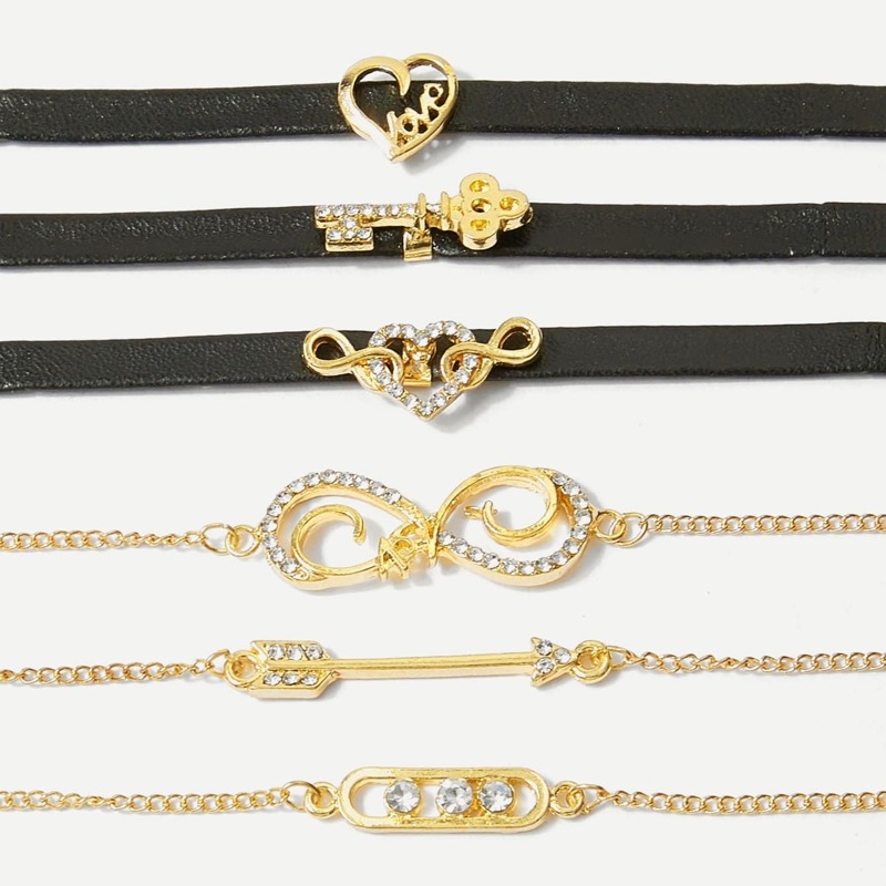 

Arrow & Infinity Bracelet Set 6pcs, Multicolor