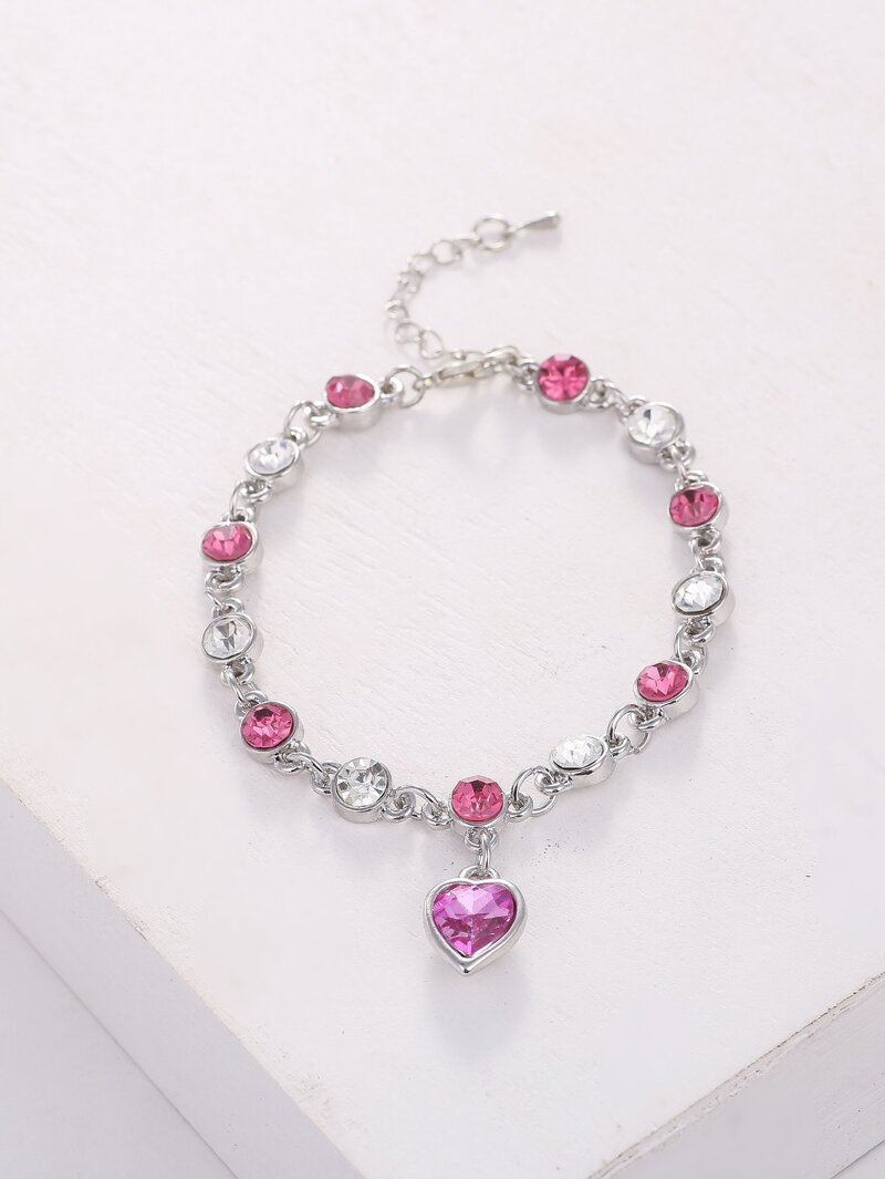

Heart Charm Gold Plated Bracelet, Pink