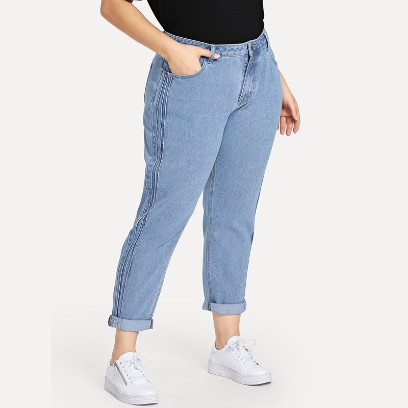 

Plus Stitch Line Side Jeans, Blue