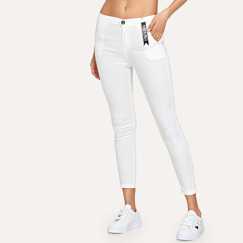 

Solid Skinny Pocket Jeans, White