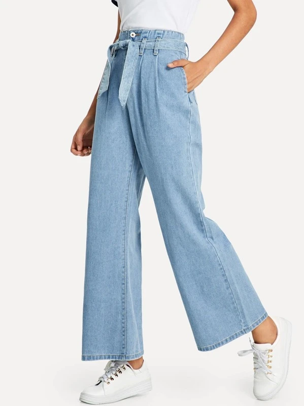 wide leg jeans with tie waist