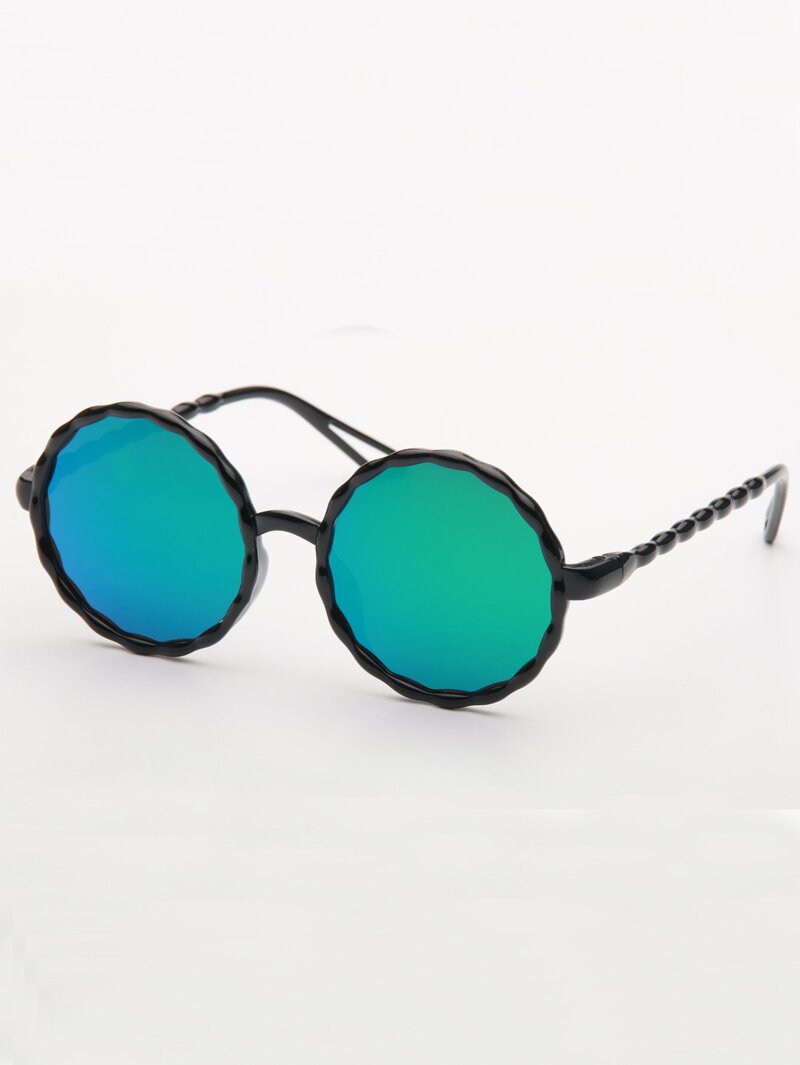 

Girls Skinny Frame Round Sunglasses, Green