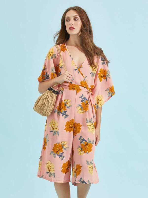 floral batwing jumpsuit