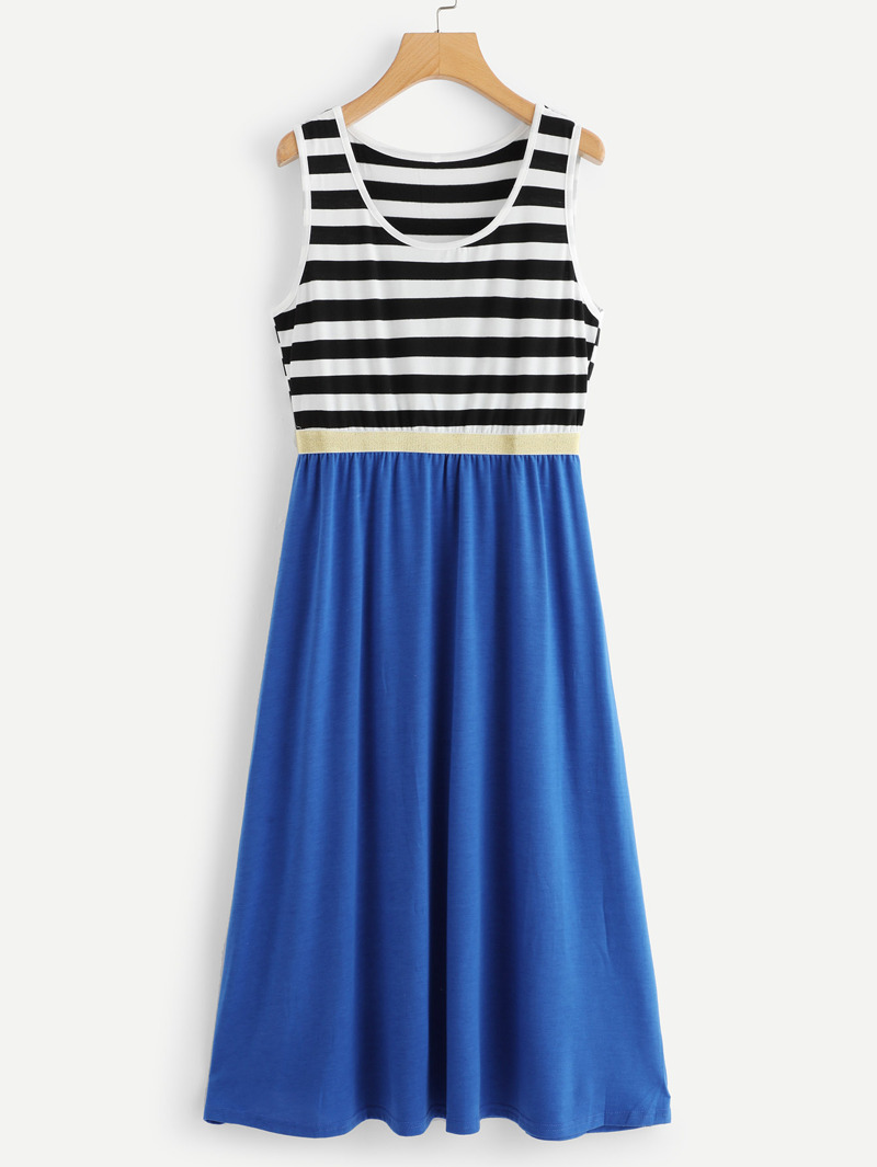 

Contrast Striped Sleeveless Dress, Multicolor