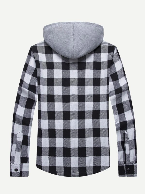 gingham hooded shirt