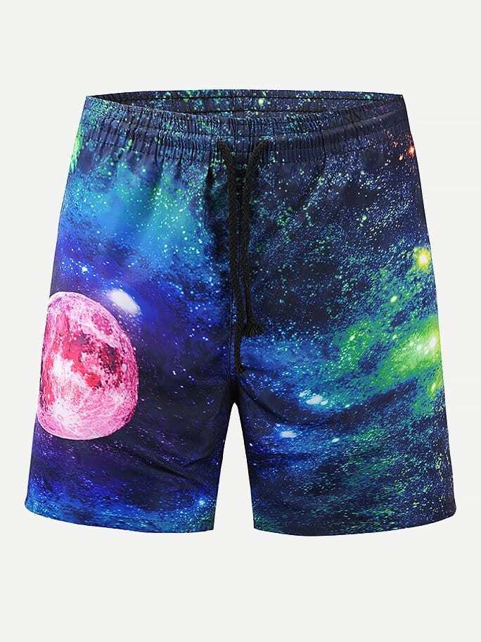 

Men Galaxy Print Shorts, Multicolor