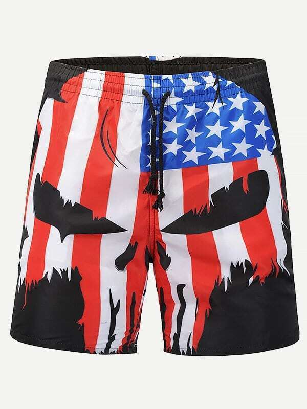 

Men Star Print Striped Shorts, Multicolor