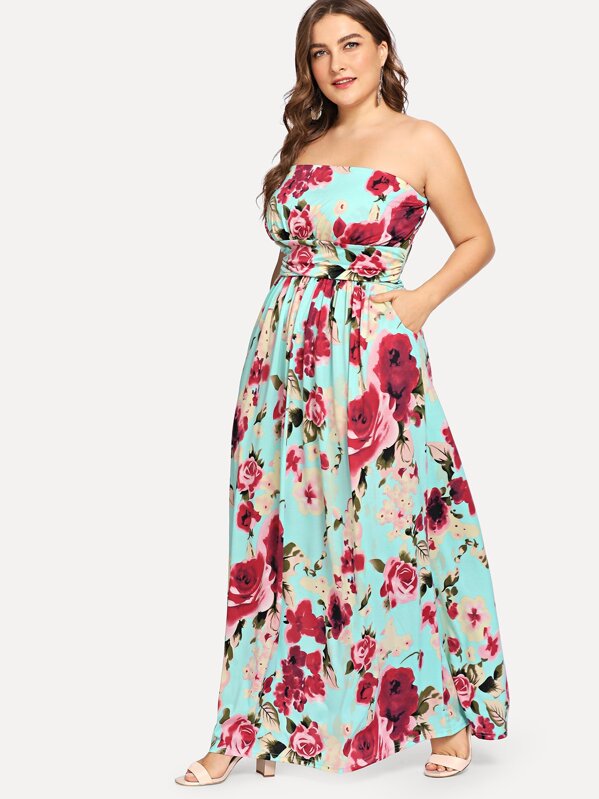 Plus Off Shoulder Floral Print Dress | SHEIN USA