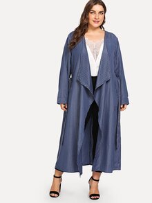 Plus Striped Waterfall Coat