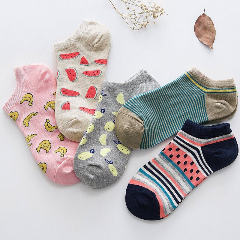 

Fruit Pattern Ankle Socks 5pairs, Multicolor
