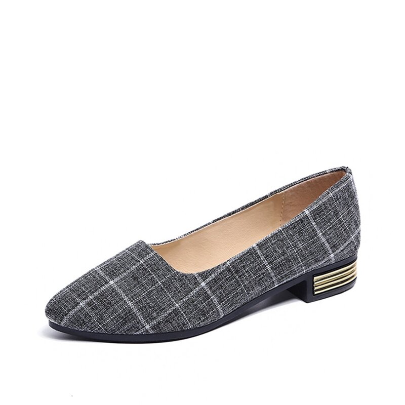 

Plaid Detail Ballet Flats, Grey