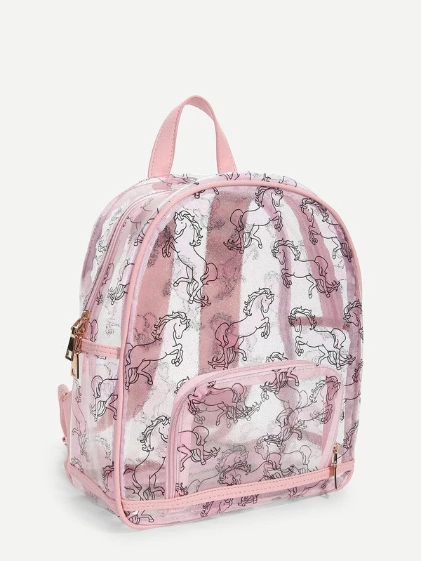 mochila transparente unicornio